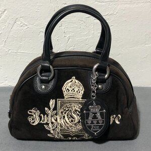 Juicy Couture Royal Juicy Brown/Black Velor Bowler Bag Y2K Vintage